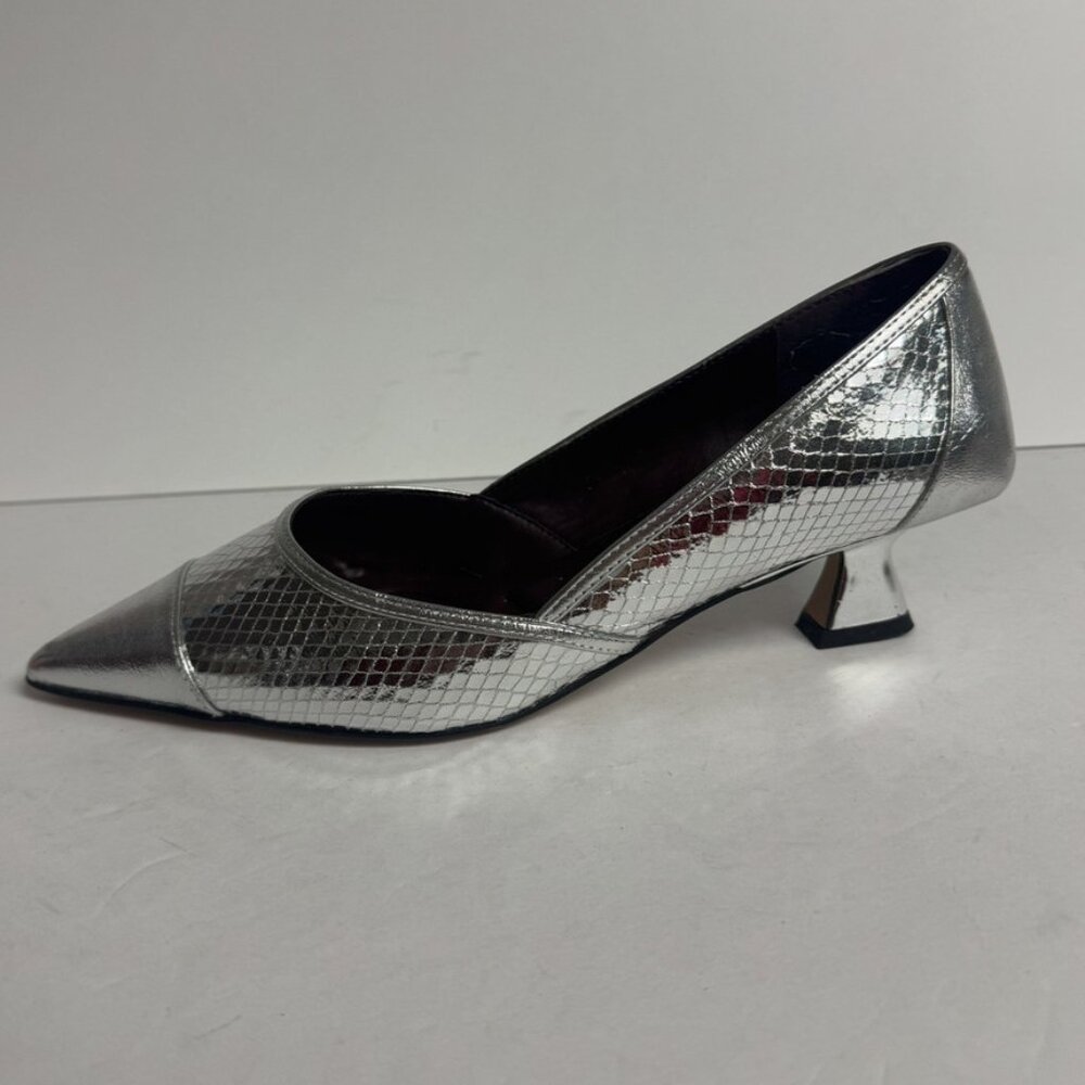 Franco Sarto Metallic Silver Pointed Kitten Heel Pumps